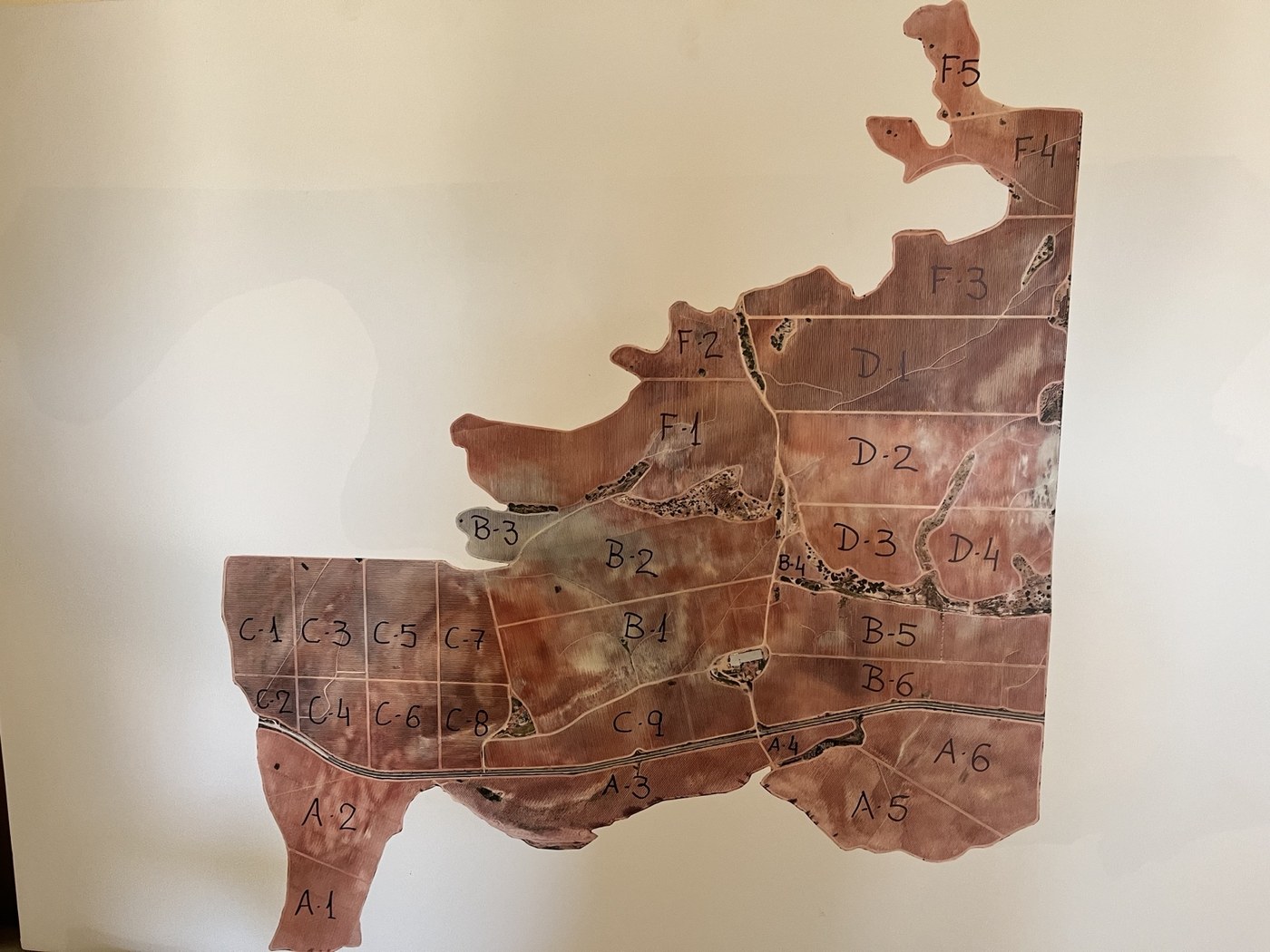 Plano de sectores de la finca Juntas de Guadalmena